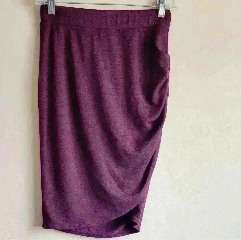 Wilfred free burgundy jersey side ruched pencil skirt small
